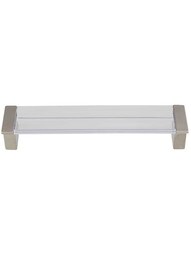 Positano Clear Cabinet Pull - 5 inch Center-to-Center in Satin Nickel/Clear.